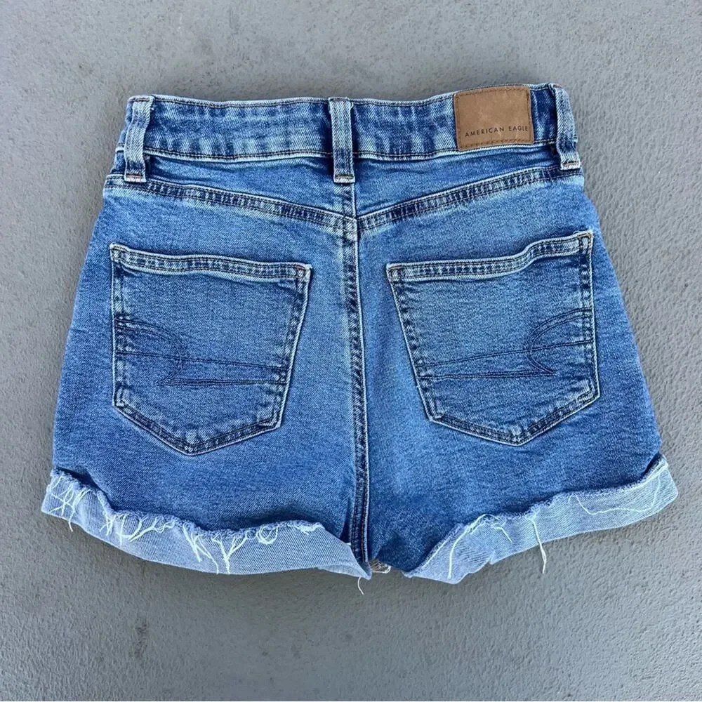 American Eagle Mom Short Cuff Roll Hem Stretch AEO Size 00